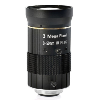 Flat Image HD Megapixel Varifocal Lens 3.0MP 8-50mm F1.4 Manual IRIS Zoom Focus